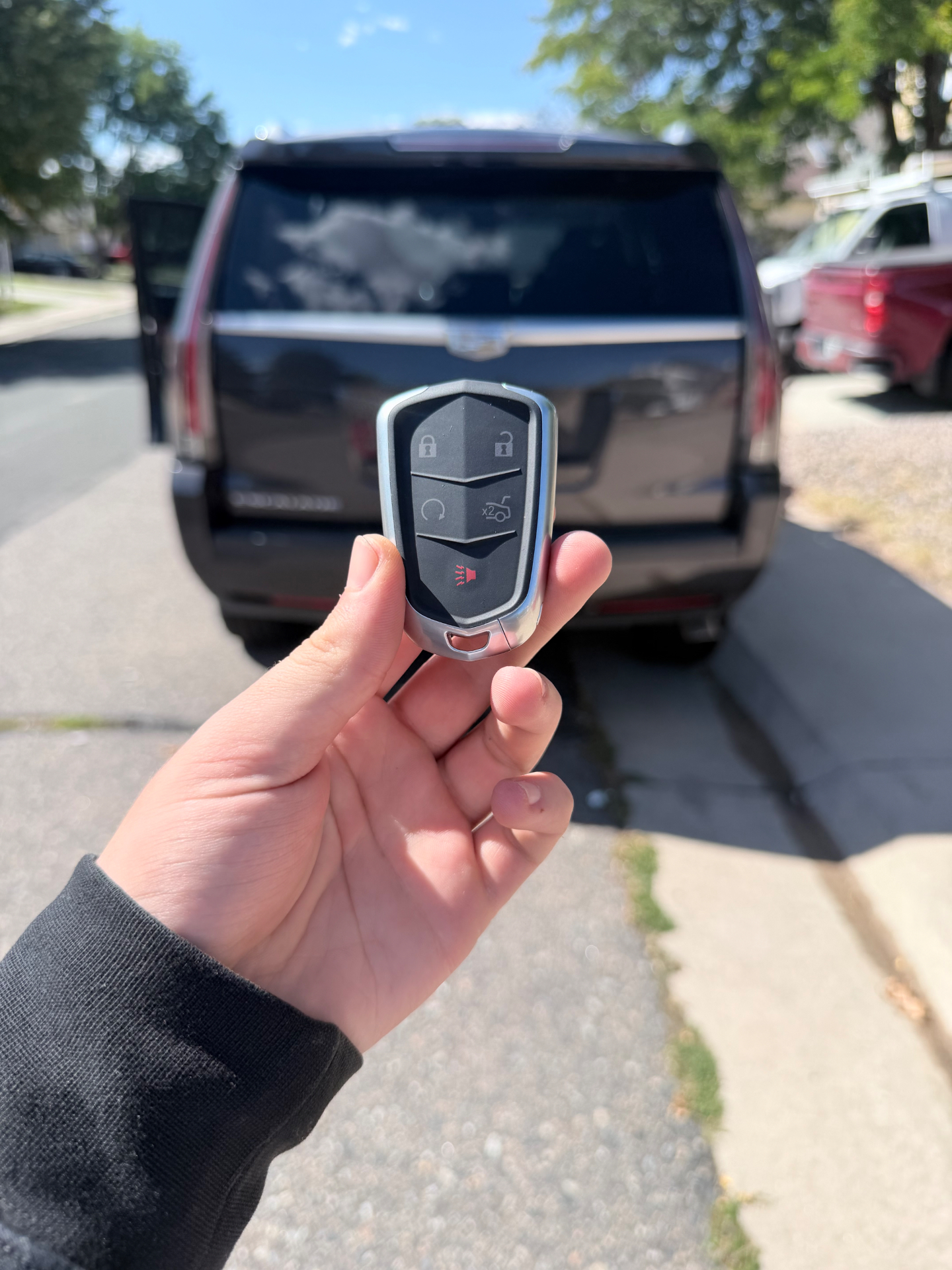 New Cadillac key fob made for a 2017 Cadillac in Aurora Colorado by Falcon Locksmith