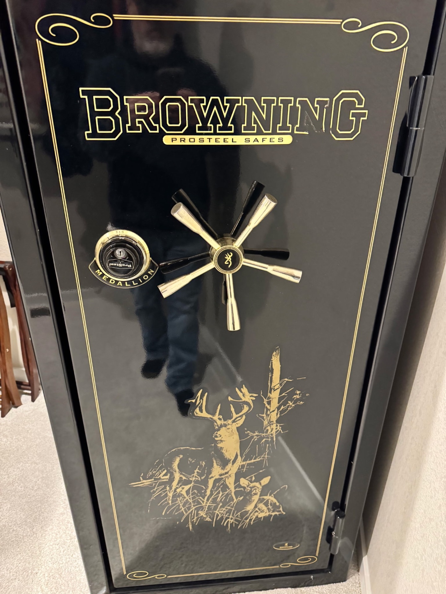 Front of a black Browning ProSteel Medallion gun safe after professional safe opening in Monument, Colorado