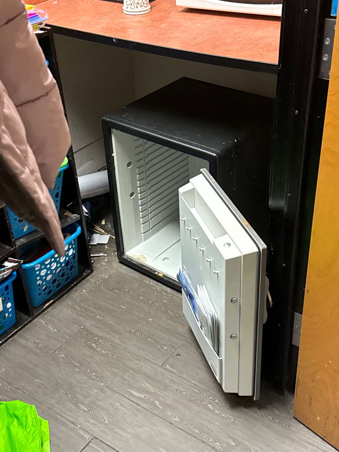 Emptied SentrySafe with its door swung open after a successful safe opening in Northglenn, Colorado
